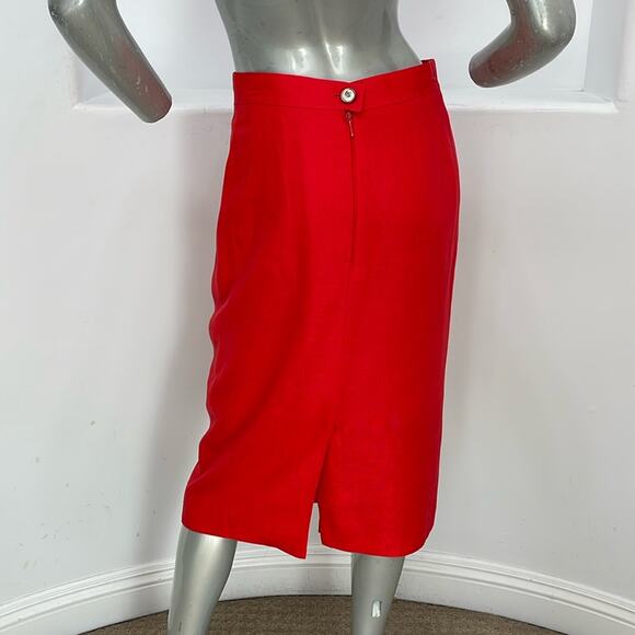 Louis Feraud Vintage Red Knee-Length Pencil Skirt Suit Set Size 10 - Picture 8 of 16